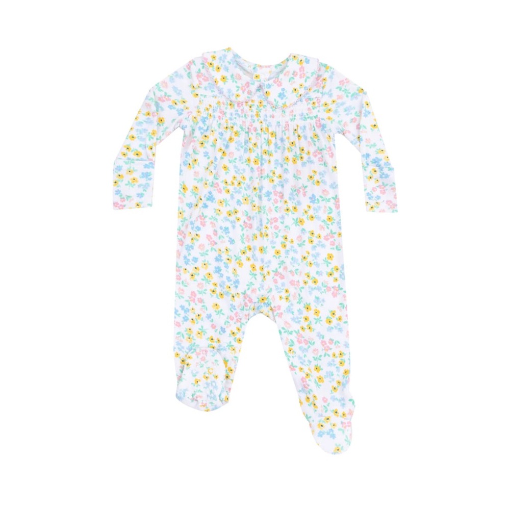 NWT Angel Dear Caroline Smocked Footie Floral Print Kids One Piece